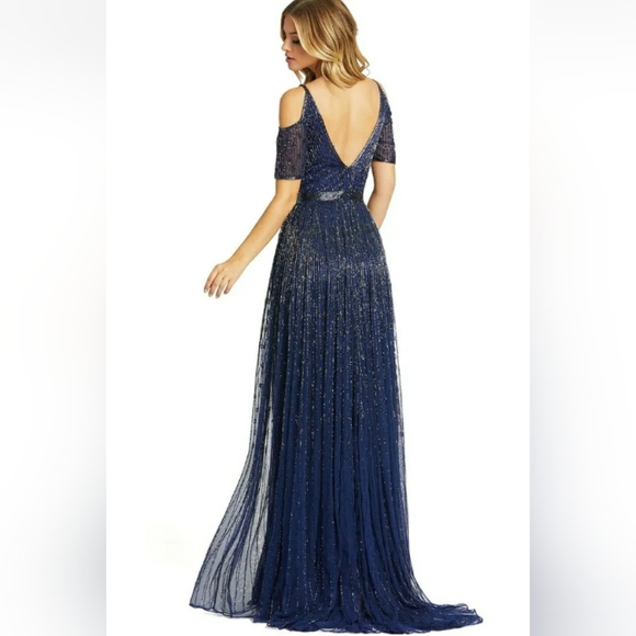 New! Mac Duggal fully beaded cold shoulder gown. - Picture 6 of 9